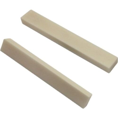 FLEOR 2pcs Uncarved Ox Bone Guitar Nut Saddle Blank 83*12*6mm for Guitar Bass Parts DIY
