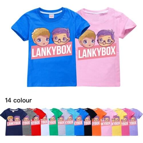 Lankybox Teenage Summer Short Sleeve T-shirt Cotton Chidren Fashion Clothes Thanksgiving Shirt Girls Kids Clothes Boys 8 To 12