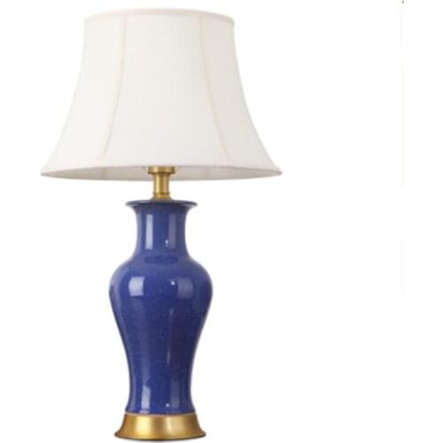 Chinese Palace Lampshade Purple Ceramic Table Lamp For BedRoom Bedside Living Room Foyer Study Desk Reading Night Light 190135