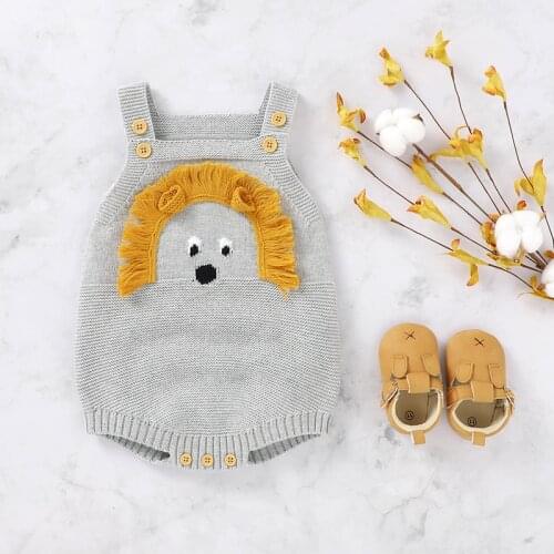 Baby Rompers Cute Cartoon Lion Toddler Infant Onesies 100%Cotton Knitted Newborn Children Clothing One Piece Overall Sleeveless