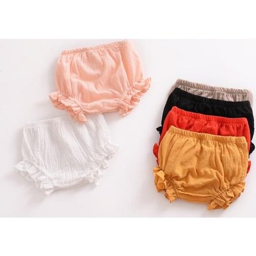 Summer New Childrens Cotton And Linen Shorts Baby Solid Color Ruffled Triangle Casual Short WT575