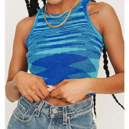 Summer Clothes Color Woolen Camisole Sleeveless Crop Top Women T-Shirts Vintage T Shirt Clothing Female Tops For Ladies Fashion