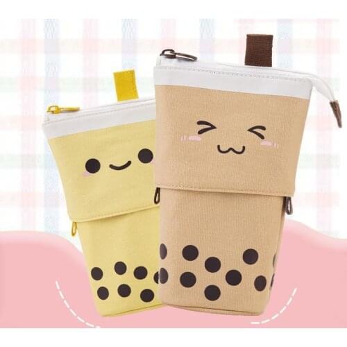 Cute Pencil Case Standing Pen Holder Telescopic Makeup Pouch Pop Up Cosmetics Bag for Girls Students Women Adults H88F