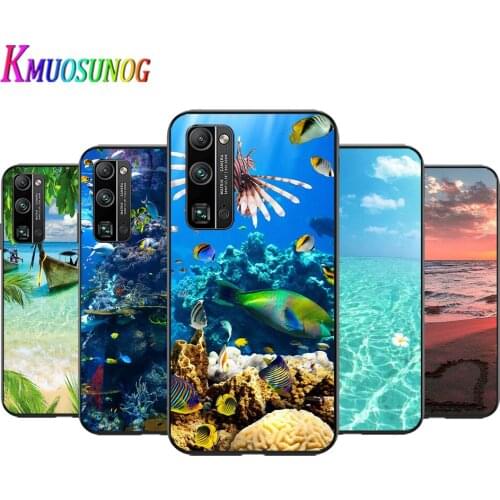 Sea Beach Sunset Glow For Huawei Honor 10 20 30 10i 20i 30i 10X V20 V30 20S 30S 30i X10 Pro Plus Lite Black Soft Phone Case
