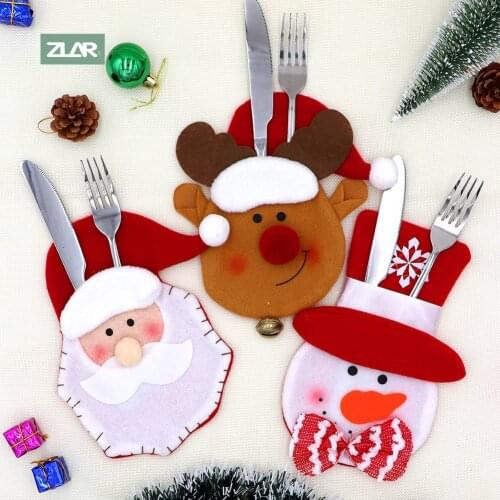 3Pcs Christmas Knife Fork Cutlery Bag Set Natal Christmas Decorations for Home 2021 New Year Eve Xmas Party Decoration Ornaments