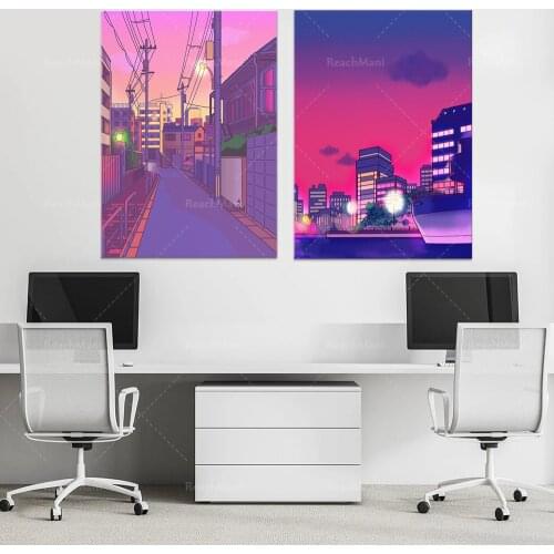 Tokyo alley night poster | anime wall printable poster | sunset background wall painting | independent wall decoration | Japanes