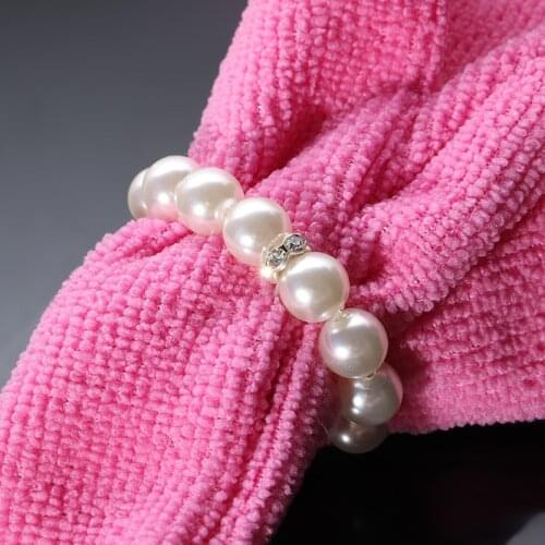 2016New 50Pcs 1Row Pearl Rhinestones Napkin Rings for Weddings and Hotel Table Decoration EG11