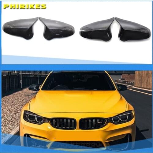 A Pair Carbon Fiber Car Rear View Side Mirror Cover Caps Shell For BMW F80 F82 M4 For LHD 2015 2016 2017 2018