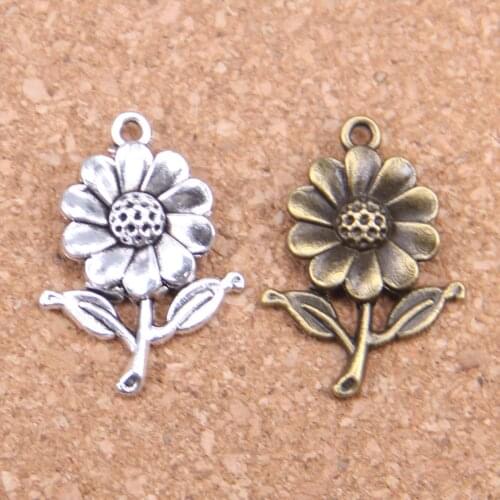 14pcs Charms sunflower flower 27x20mm Antique Pendants,Vintage Tibetan Silver Jewelry,DIY for bracelet necklace