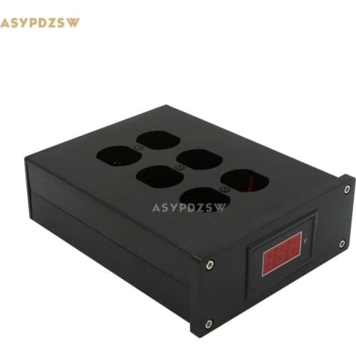 Full aluminum HIFI US AC Power Distributor 6 outlet Power supply box With voltage display chassis