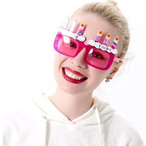Hot Happy Birthday Gift Glasses Adult and Children Cake Candle Sunglasses Funny Toy Birthday Party Spectacles Pink Lens UV400 L2