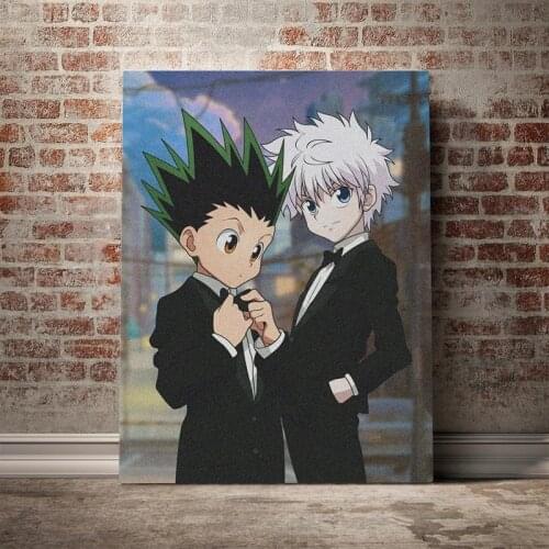 Gon Killua Zoldyck Hunter x Hunter anime Framed Canvas poster wall Art decor Living room Home Decoration Wooden Frame Painting