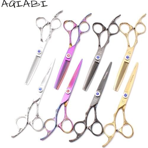 A8002 5.5'' Left Hand 440C AQIABI Professional Hair Scissors Hairdressers Scissors Cutting Shears Thinning Scissors Barber Shop