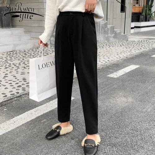 Broad Legs Straight Ankle-length Pants Autumn and Winter 2021 Loose High Waist Plus Size Pants Harlan Pants Trousers 6997 50