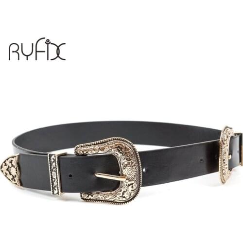 Carved Double Metal Pin Buckle Belts Vintage High Quality Brand Designer Belt Jeans Genuine Leather Belt For Women StrapBL201810