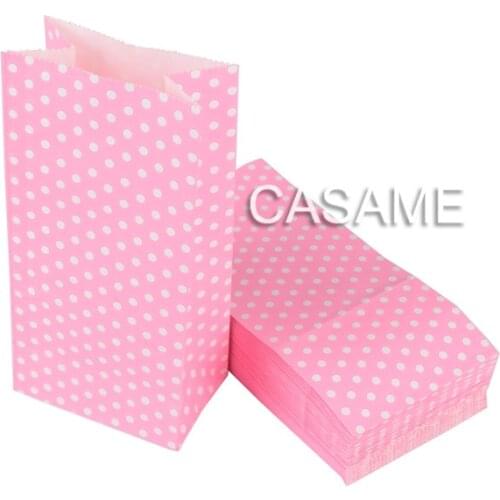 Stand Up Bag Dot Pure Kraft Paper Bags Candy Bag for Gift Wedding Decoration Cookie Favors Birthday Party