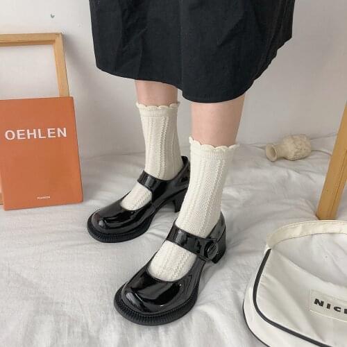 Mary Jane shoes women 2021 new retro Platform leather shoes ins ankle strap big head women shoes Pumps Womens Shoes