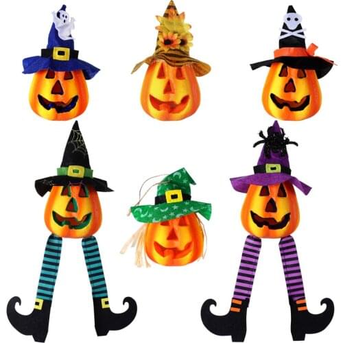 UNOMOR 6pcs Pumpkin Lanterns with 3 LED Light Colors Fun Pumpkin Decorating Craft Kit Jack-O'-Lantern Lights for
