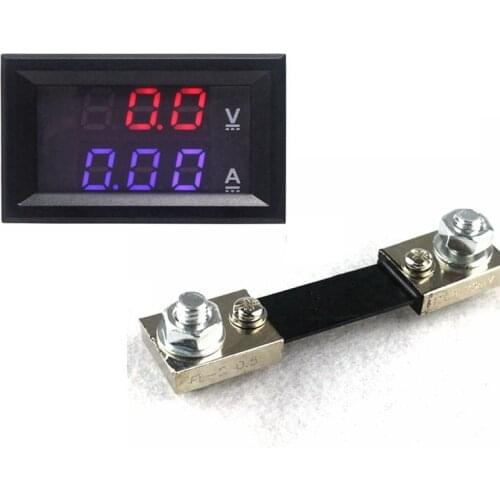 DC Voltmeter Ammeter DC 100V/100A Dual Display Panel Meter Volt Amp Meter with 100A/75mV Current Shunt