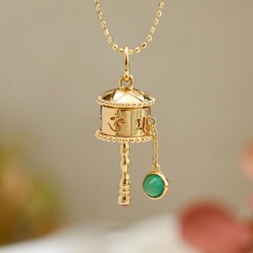 Stainless Steel Om Mani Padme Hum Prayer Wheel Mantra Buddhism Rotatable Pendants Necklace Earring Buddhist Ornaments Talisman