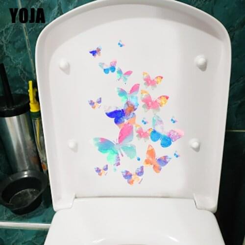 YOJA 14.6X22.1CM Hand Painted Butterfly Group Kids Rooms Wall Sticker House Decoration WC Toilet Decal T1-2220