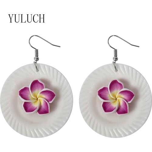 YULUCH Women exaggerated plate flower pendant earrings girls resin casual jewelry ladies simple earrings accessories Woman