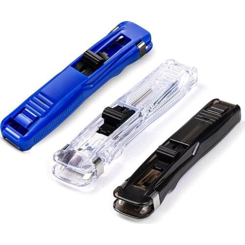 1Set Mini Metal Clip Push Latest Stapler Paper Fixing Organizing Push Clamp Reusable Portable Stapler Office Supplies