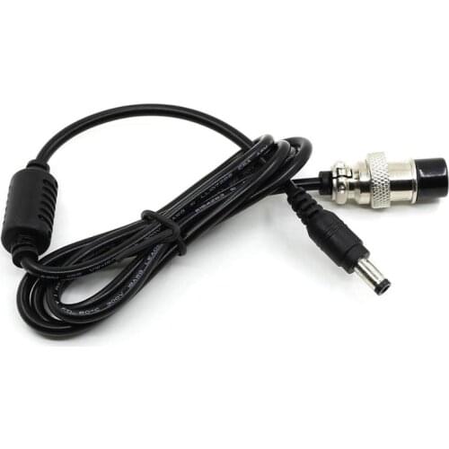 1pcs 1.2M GX16 2Pin to 5.5*2.5mm /5.5*2.1mm black DC Power supply cable for linear PSU