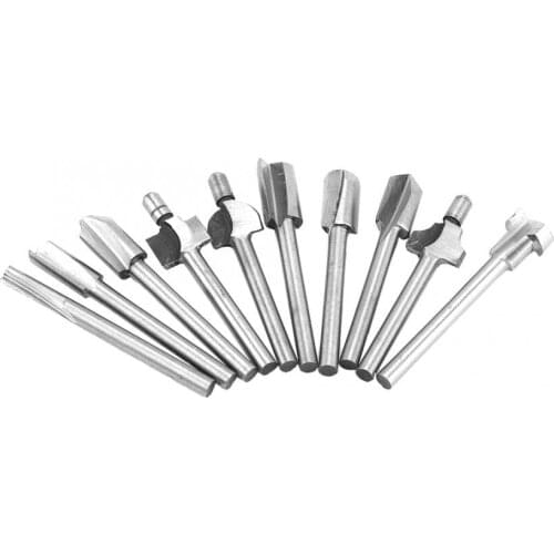 10pcs/Set 1/8in Shank High Steel Milling Cutter Router Bits Woodworking Part Tool brocas de
