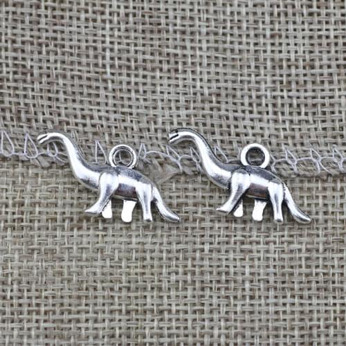 High Quality 10 Pieces/Lot 15mm*26mm Antique Silver Plated Alloy Diy Animal Charm Dinosaur Charms For Jewelry Making