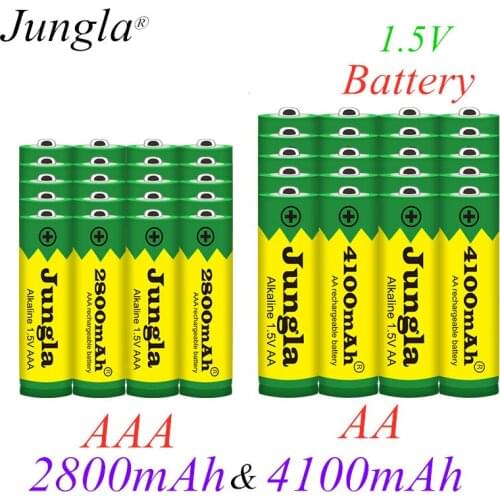 100% New 1.5V AA 4100mAh Alkaline battery + AAA 2800mAh Alkaline Rechargeable battery aa aaa for led light toy mp3