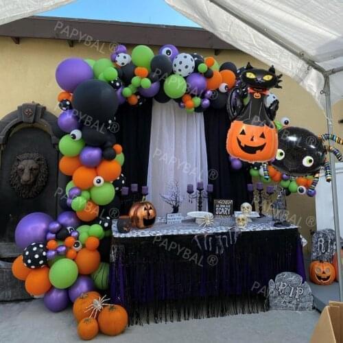 151pcs/set Halloween Party Balloons Garland arch Kit Orange Black Foil Ballons Decorations Spider Globos Indoor Home Supplies