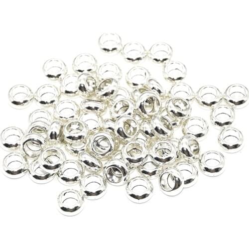 Wholesale 65pcs silver plated round beads Big Hole Beads Fit style European Bracelet hole 5mm