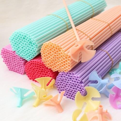 20pcs Macaron Plastic Balloon Stick with Cup Decoration Christmas Wedding Kids Birthday Party Baby Shower Balloons Supplies