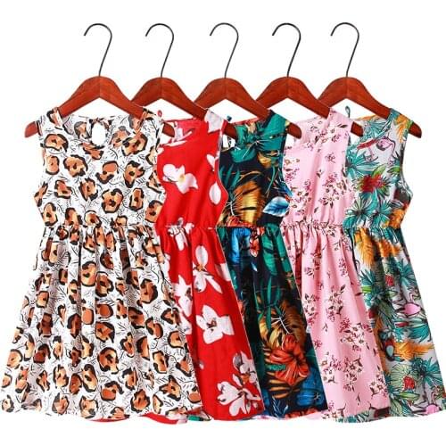 2020 Summer Dresses girls European style big girls Dresses fashion flower animal vest dresses for kids girls
