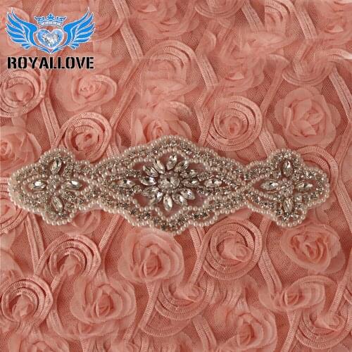 30Pcs Luxurious Floral Crystal Rhinestone Beads Pearl Wedding Dress Belt Cummerbund Waistband Girdle Headband Handcraft Applique