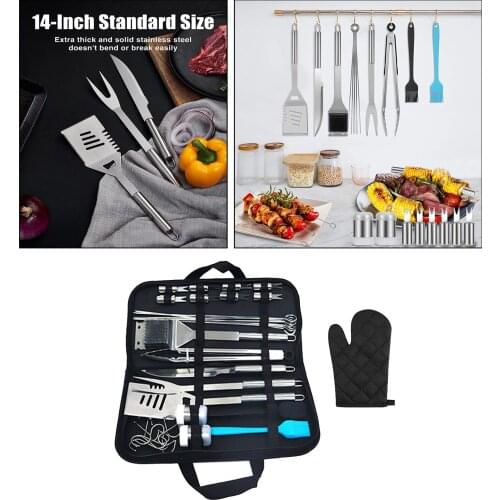 35/Set Stainless Steel Outdoor Camping Grill Barbecue BBQ Cooking Utensil Tool Set Spatula Tongs with Carry Case