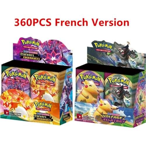 360Pcs French Version Pokemon Cards Darkness Ablaze Vivid Voltage TCG Series Booster Box Collection Trading Card Game Toys
