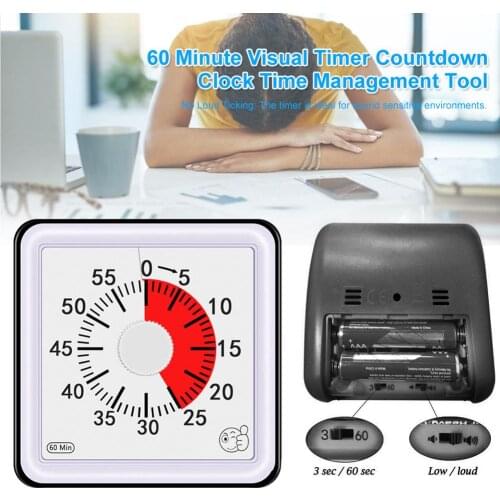 60 Minute Visual Timer Countdown Clock Time Management Tool for Children and Adults