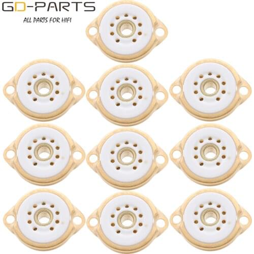 2PCS Chassis Mount 9pin Ceramic Vacuum Tube Socket Base FOR 12AX7 ECC82 6922 EL84 6DJ8 12AU7 12AT7 Hifi Audio Guitar Tube AMP