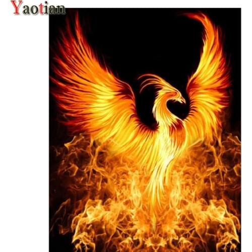 5D Diamond Painting phoenix Full Square Round Abstract fire bird Picture Diy Diamond Embroidery Cross Stitch Mosaic Wall Decor