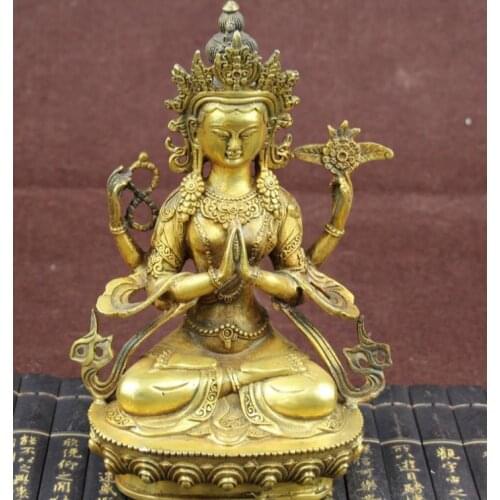 Antique QingDynasty copper statue / sculpture-Green tara ,Hand carved crafts,Decoration,collection &Adornment,Free shipping