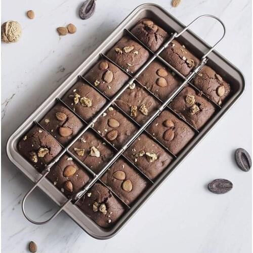 Non-Stick Bakeware Carbon Steel Brownie Baking Pan Baking Tool Chocolate Cake Mold Home Kitchen Thick Square Lattice Molds