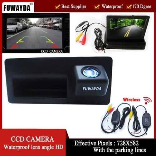 FUWAYDA car-styling CCD Rearview Car parking camera Trunk handle with 4.3inch monitor Reverse Camera for Audi A4 A6 A8L S5 Q3 Q5