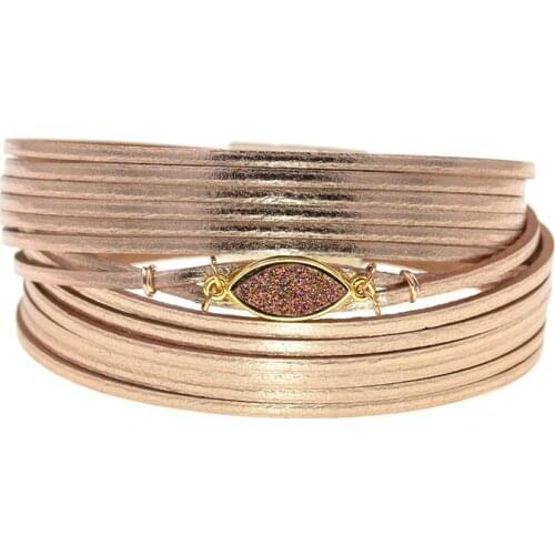 Bohemian Leather Bracelets for Women Ladies Slim Strips Multilayer Wide Wrap Bracelet Female Jewelry Gift