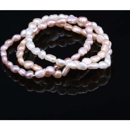 100% Natural Freshwater Pearl Bracelet Charms Elastic Rope 6-7mm Real Pearl Bracelets Bangles Gifts For Women