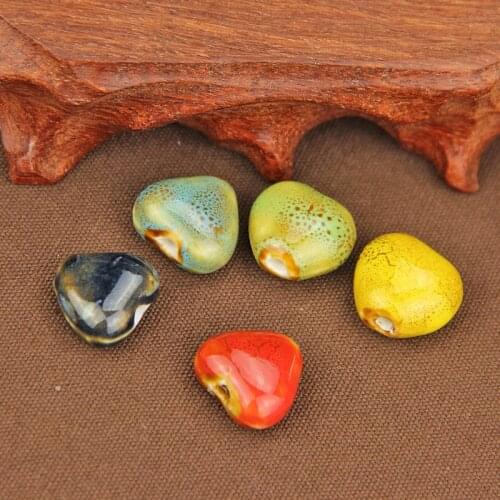 10pcs 17*15mm Heart Ceramic Beads For Women Men Bracelet Bead Mixed Color Diy Loose Porcelain Charm Beads For Jewelry Making