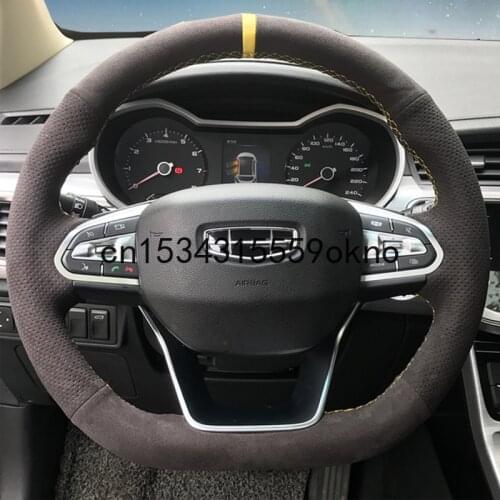 For Geely Bo Yue PRO Emgrand Bin Rui Bin Yue PREFACE X3 Black Suede DIY Hand Sewn Steering Wheel Cover