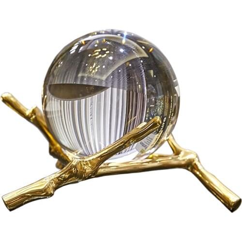 Crystal Ball with Pure Copper Bracket, European Style, Home Decoration Glass Gift