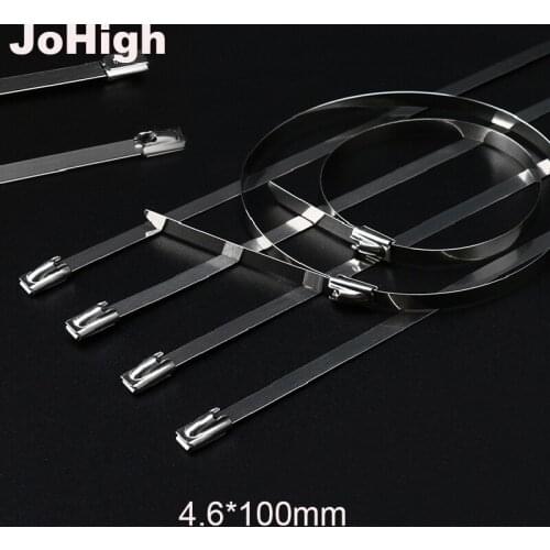 JoHigh 100pcs 4.6mmx100mm Releasable Reusable Cable Tie Zip Wraps Ratchet Wire